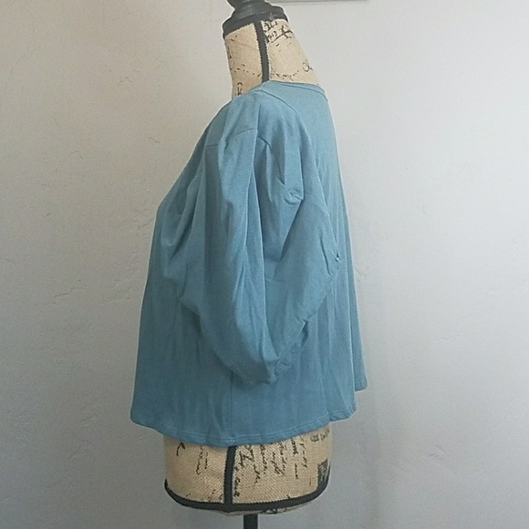 Balloon Sleeve Mineral Wash Cropped Top. - Picture 5 of 7